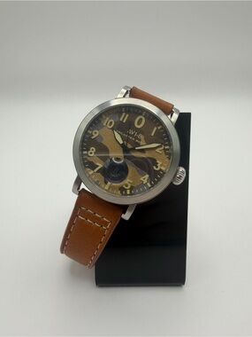 AVI-8 Men’s Camouflage Dial Watch with Brown Leather Strap